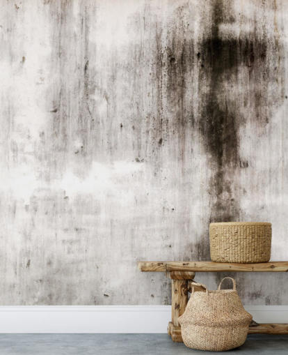 carta da parati industriale grigia e nera chiamata One Place Black per cucine e camere da letto moderne di Wallsauce