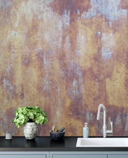 mural de papel pintado industrial multicolor llamado All Colored Concrete para cocinas y dormitorios