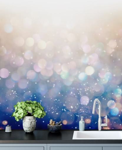 Blaues und pinkes Glitzer-Wandbild