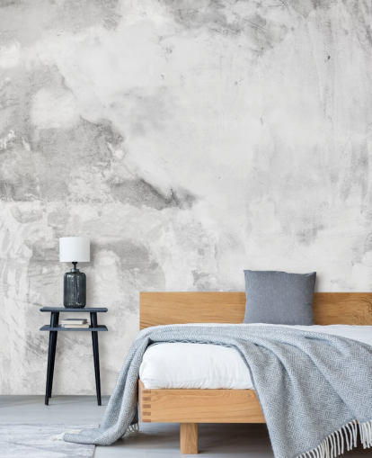 grå og hvid Cement Plaster Effect tapetmaleri på Wallsauce til soveværelser, køkkener og stuer