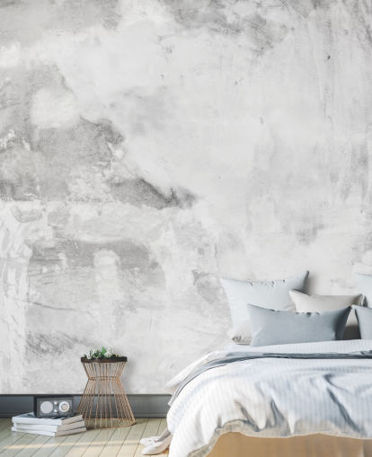 carta da parati murale Cement Plaster Effect grigia e bianca di Wallsauce per camere da letto, cucine e salotti