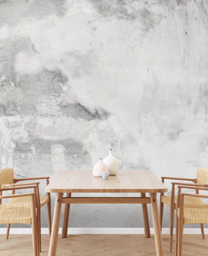 mural de papel de parede cinza e branco Cement Plaster Effect em Wallsauce para quartos, cozinhas e salas de estar