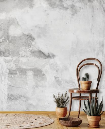 Grau-weißes Tapeten-Wandbild mit Zementputzeffekt bei Wallsauce für Schlafzimmer, Küchen und Wohnzimmer