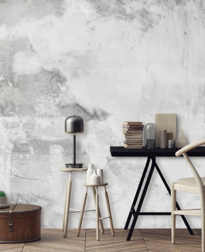 gray and white Cement Plaster Effect wallpaper mural at Wallsauce for bedrooms, kitchens and living rooms