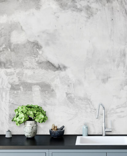 gray and white Cement Plaster Effect wallpaper mural at Wallsauce for bedrooms, kitchens and living rooms