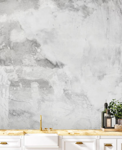 mural de papel de parede cinza e branco Cement Plaster Effect em Wallsauce para quartos, cozinhas e salas de estar