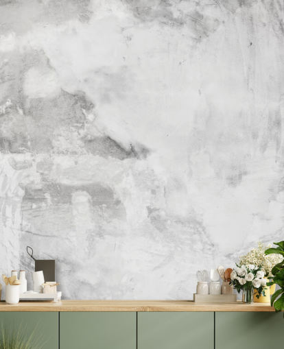 gray and white Cement Plaster Effect wallpaper mural at Wallsauce for bedrooms, kitchens and living rooms