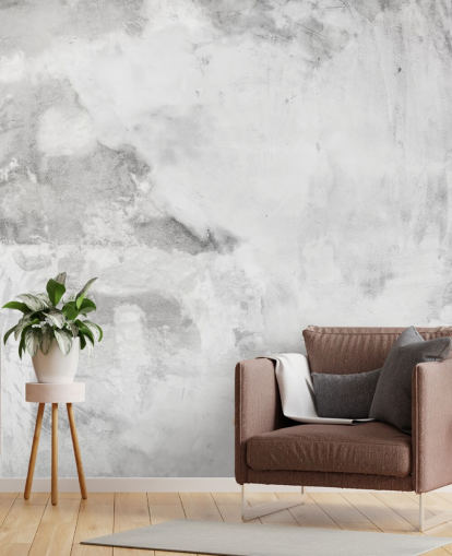 gray and white Cement Plaster Effect wallpaper mural at Wallsauce for bedrooms, kitchens and living rooms