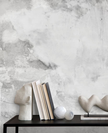 gray and white Cement Plaster Effect wallpaper mural at Wallsauce for bedrooms, kitchens and living rooms