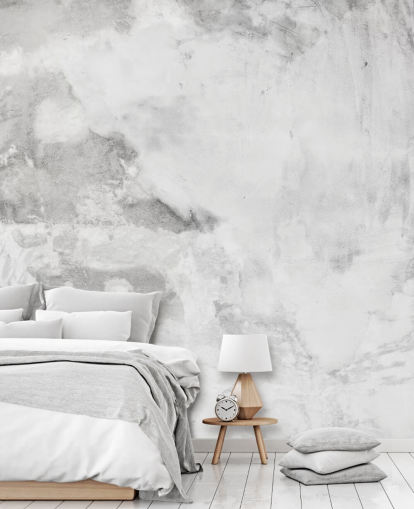 gray and white Cement Plaster Effect wallpaper mural at Wallsauce for bedrooms, kitchens and living rooms