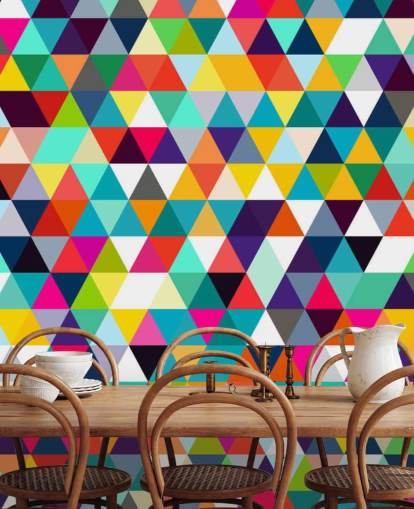 Carta da parati geometrica a triangolo multicolore