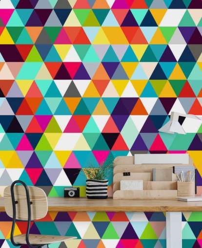 Papier Peint Géométrique Triangle Multicolore Papier Peint Géométrique Triangle Multicolore