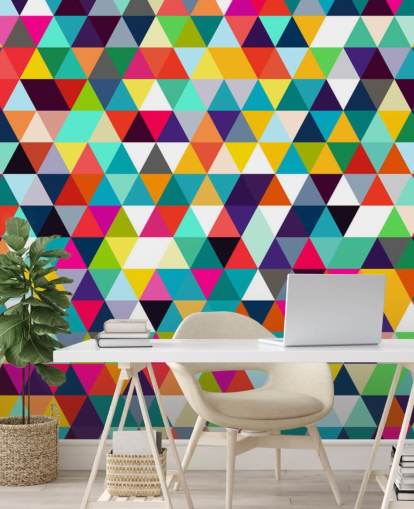 Carta da parati geometrica a triangolo multicolore