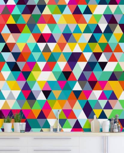 Multi Coloured Triangle Geometric Wallpaper