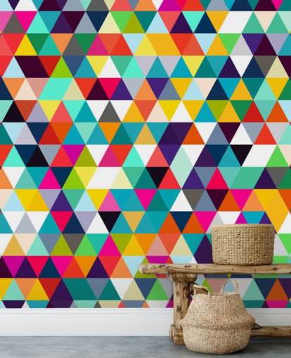 Carta da parati geometrica a triangolo multicolore