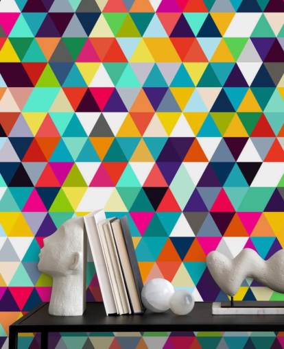 Multi Coloured Triangle Geometric Wallpaper