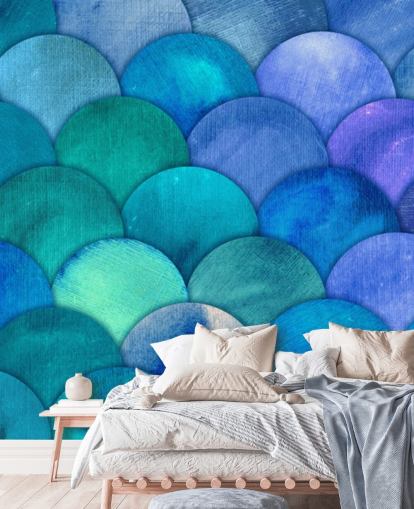 papel tapiz de escamas de sirena azul