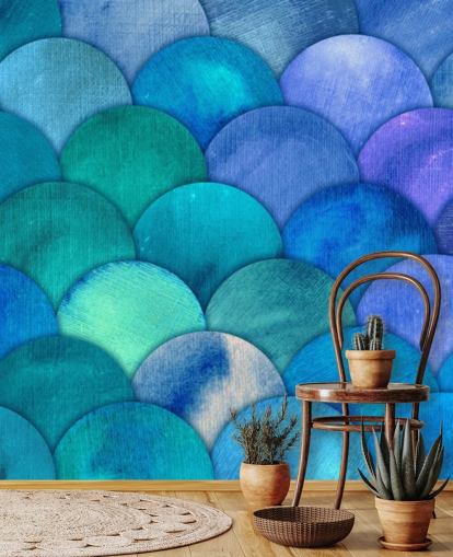 blauwe zeemeermin weegschaal behang