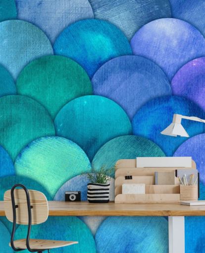 papel tapiz de escamas de sirena azul