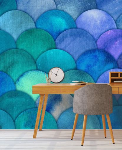 papel de parede azul sereia escalas