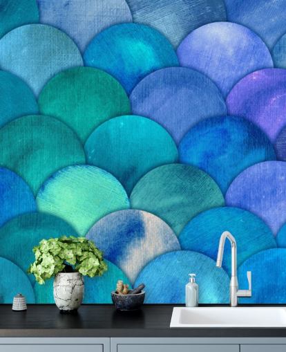 papel tapiz de escamas de sirena azul