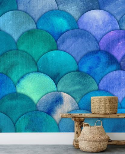 blauwe zeemeermin weegschaal behang