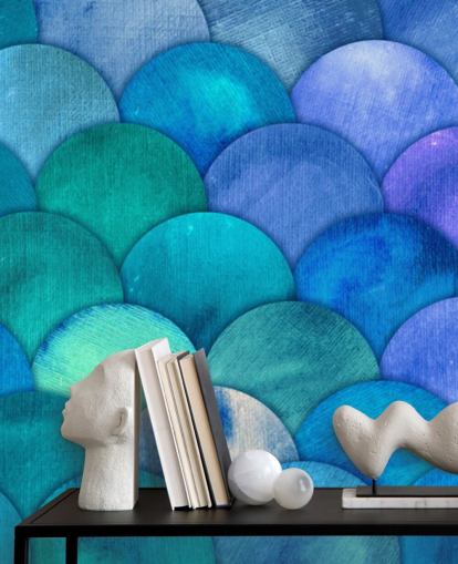 blaue Meerjungfrau Schuppen Tapete