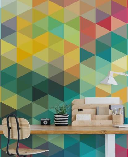 Kleurrijke tinten geometrisch behang Kleurrijke tinten geometrisch behang