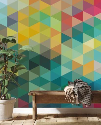 Papier peint géométrique aux tons colorés