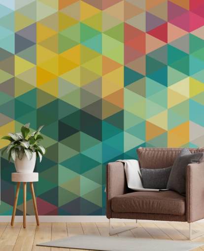 Papier peint géométrique aux tons colorés