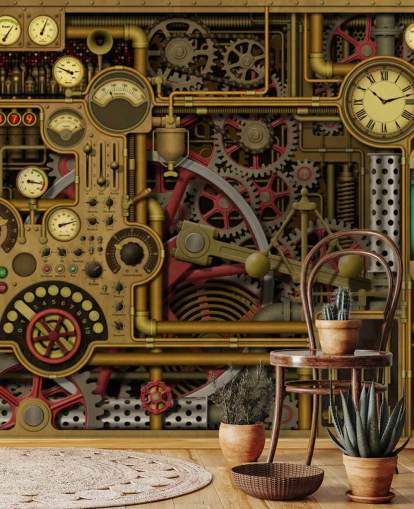 machine cogs and buttons wallpaper