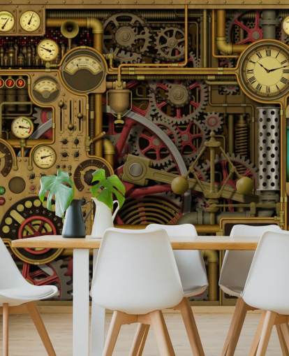 rouages de machines et boutons papier peint