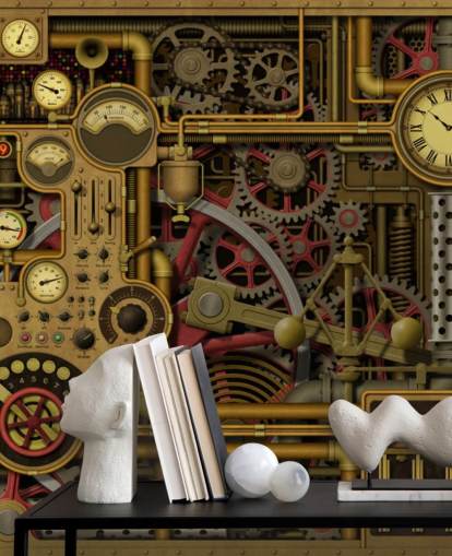 machine cogs and buttons wallpaper