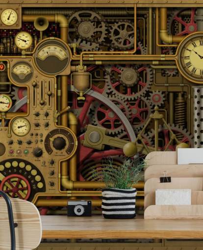 rouages de machines et boutons papier peint