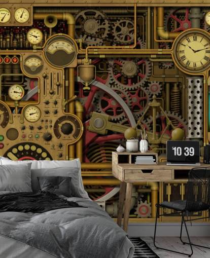 rouages de machines et boutons papier peint