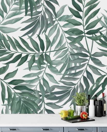 groen en wit bladbehang groen en wit bladbehang