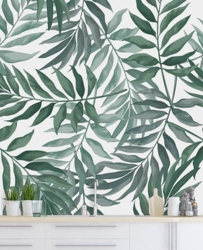 green and white leaf wallpaper