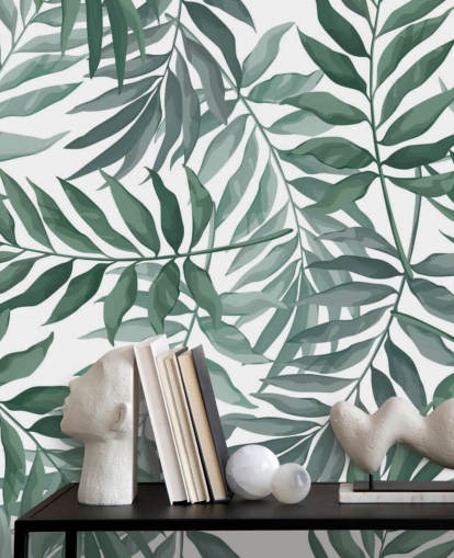 papier peint feuille verte et blanche papier peint feuille verte et blanche