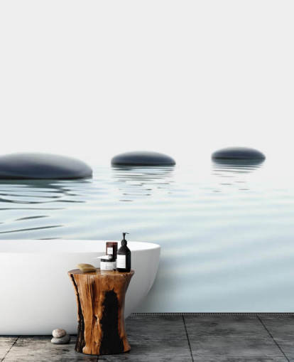 Ruhiges Wasser mit glatten Trittsteine-Tapete