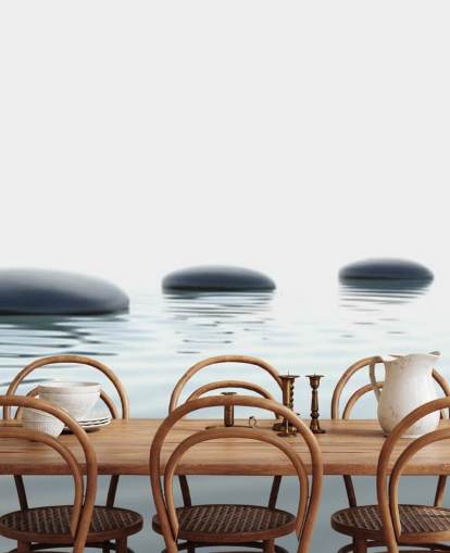 Ruhiges Wasser mit glatten Trittsteine-Tapete