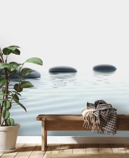 Calm Waters with Smooth Stepping Stones Wallpaper