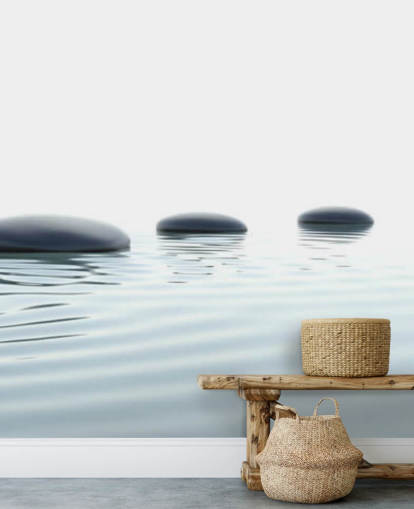 Ruhiges Wasser mit glatten Trittsteine-Tapete Ruhiges Wasser mit glatten Trittsteine-Tapete