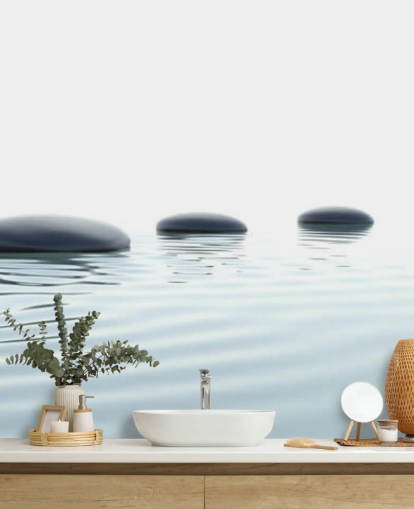 Rolig farvann med glatt Stepping Stones Bakgrunn Rolig farvann med glatt Stepping Stones Bakgrunn