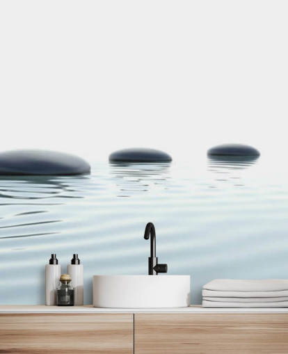 Calm Waters with Smooth Stepping Stones Wallpaper