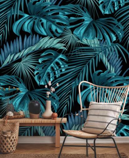 Papier peint feuilles tropicales