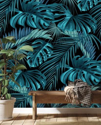 Carta da parati murale con foglie tropicali Carta da parati murale con foglie tropicali