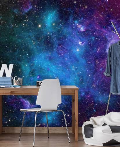 lilla og blå tilpassbar tåketapet kalt Galaxy for soverom