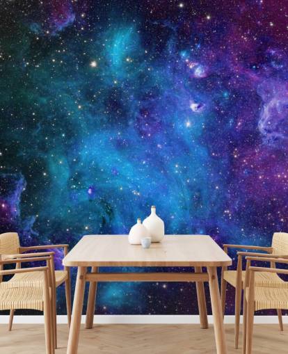 purple and blue customisable nebula wallpaper called Galaxy for bedrooms