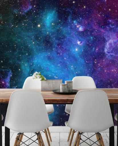 papel de parede de nebulosa personalizável roxo e azul chamado Galaxy para quartos papel de parede de nebulosa personalizável roxo e azul chamado Galaxy para quartos