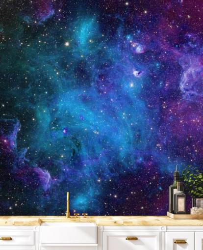 purple and blue customisable nebula wallpaper called Galaxy for bedrooms